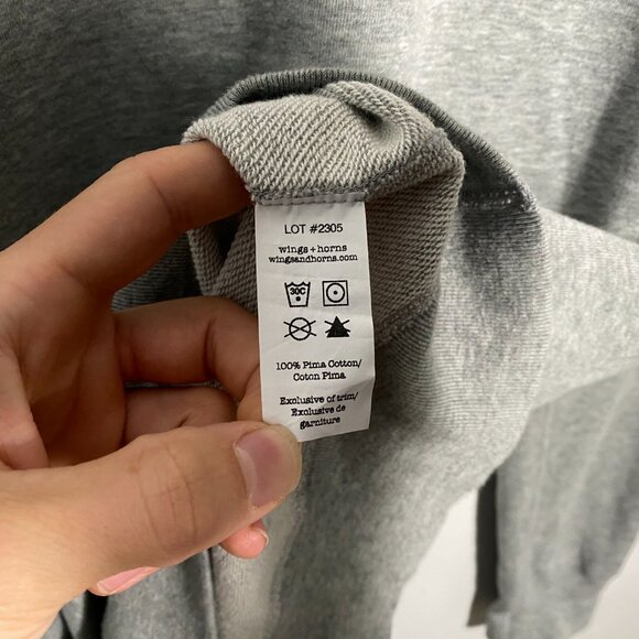 Wings + Horns Classic Heather Gray French Terry Crewneck Sweatshirt mens size XL - Picture 5 of 6